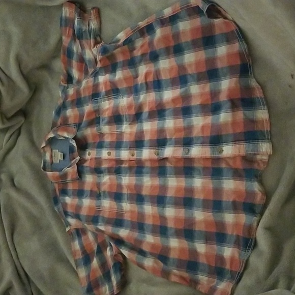 L. L.  BEAN XXL PLAID BLUE RED MENS SHORT SLEEVE LINEN COTTON SHIRT - Picture 5 of 11